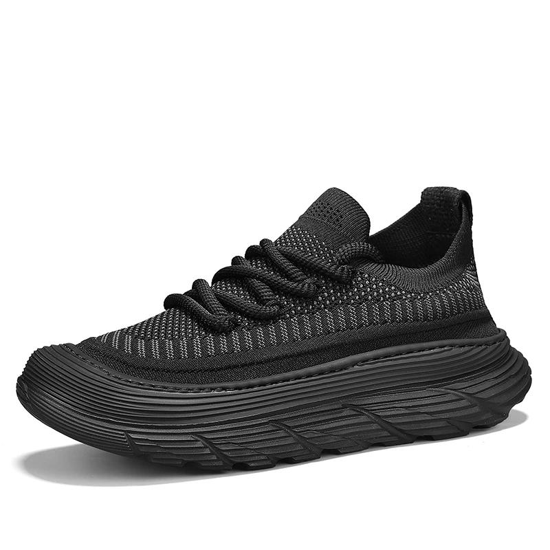 Men's Breathable Flying Woven Shoes Summer Platform Increase Shoes Men's Fashion Running Shoes Men's Casual