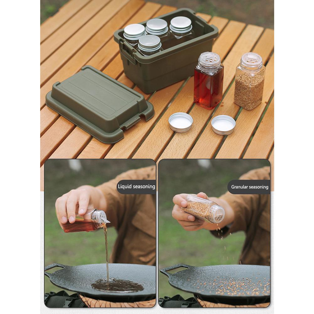 Gewürzflaschen-Set, Aufbewahrungsbox, tragbar, für Reisen, Camping, Gewürzspender-Set, stapelbarer Organizer, Mini-Desktop-Aufbewahrungskoffer