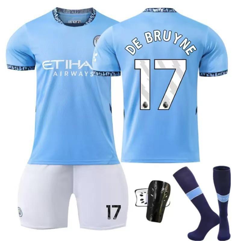 2425 Manchester City Jersey Home No. 9 Harland 17 De Braunet 10 Gralish Football Shirt Set