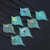 Women Pendant Natural Stone Crystal Zinc Alloy Leaf-Shaped Pendant For Jewelry Making DIY Necklace Accessory