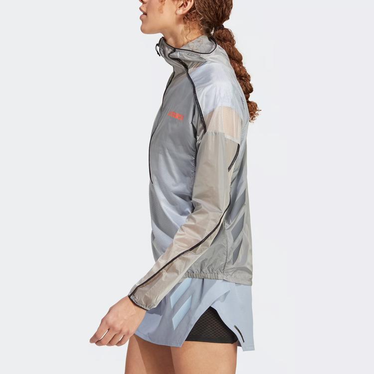 Adidas Logo Letter Print Zip Up Hooded Jacket, Women Casual Streetwear Outerwear Black White HT9403