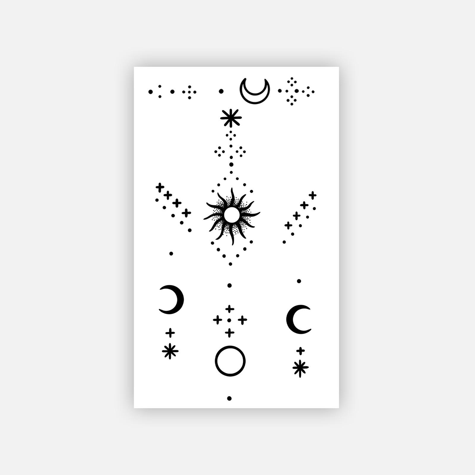 Sun And Moon Lines Hand Tattoo Stickers Herbal Semi-Permanent Premium Sense Waterproof Long-Lasting Non-Reflective 6*10