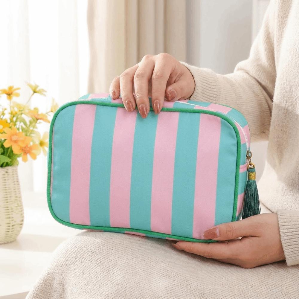 Large Striped Travel Toiletry Bag Large Capacity Makeup Bag Portable Cosmetic Bag  Girls