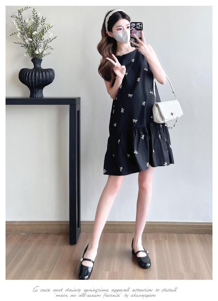 Maternity French Style Sleeveless Summer Dress - Trendy Short Skirt for Pregnant Women