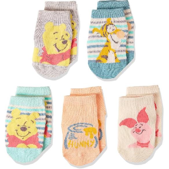 Winnie the Pooh unisex-baby Disney 5 Pack Shorty Socks 12-24 Months