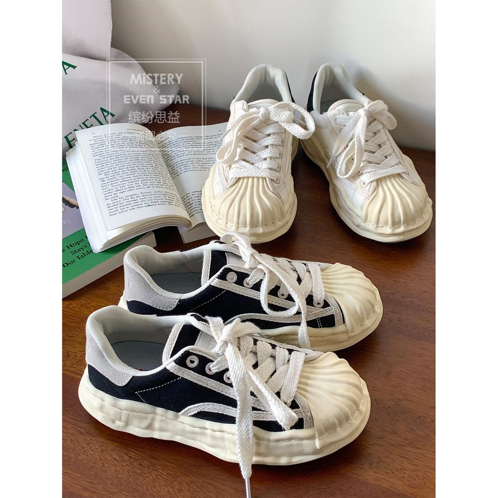 Fashion Women's Canvas Sneakers Dirty Shoes New Student Canvas Thick Dissolving Heels White Shoes Lace Up Sports Shoes for Women