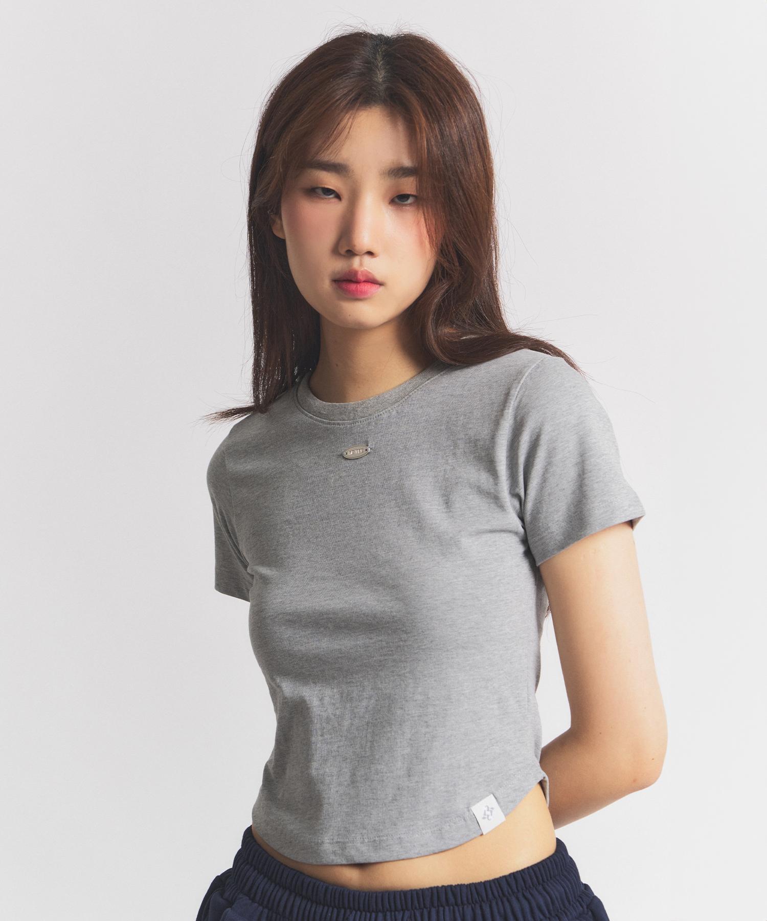 Nil Rise Round Semi Crop T-Shirt Gray Gray/S