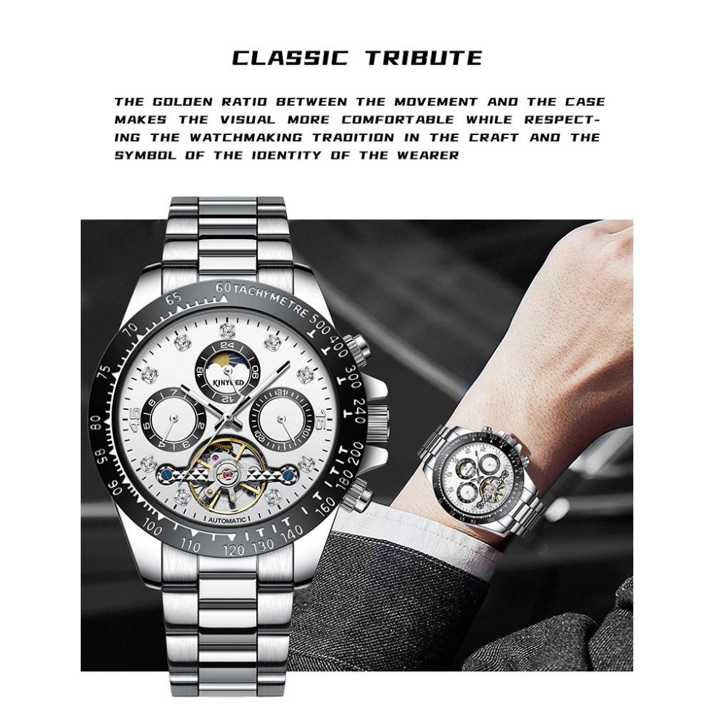 KINYUED  2026 New Men's Automatic Mechanical Watch Stainless Steel Waterproof Watch