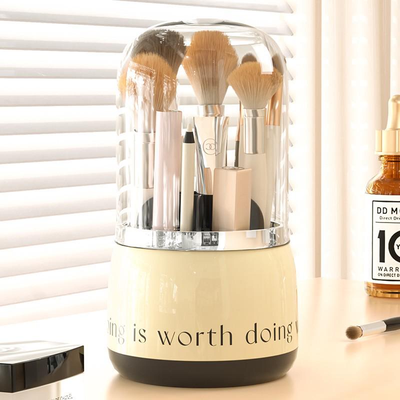 Luxuriöser drehbarer Make-up-Pinsel- & Kosmetik-Aufbewahrungseimer - Staubdichter Halter für Lippenstift & Augenbrauenstift