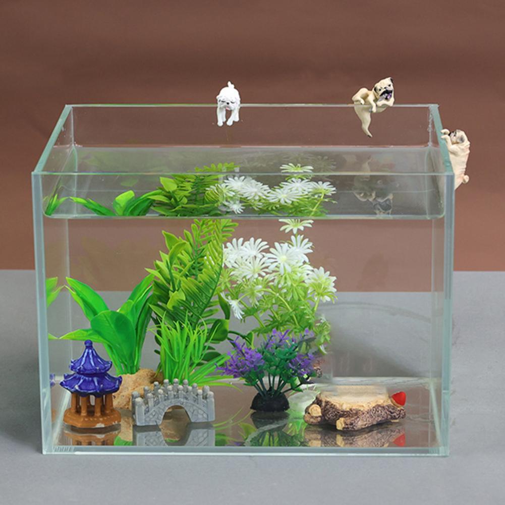 1pcs New Dog Figurine Fish Tank Landscape Decoration, Round Tank Edge Decoration Japanese Leisure Creative Landscape.