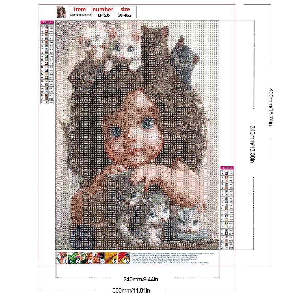 30*40CM 5D DIY Vollrunde Bohrer Strass Süßes Mädchen Kit Kunsthandwerk Mosaik Malerei Stickerei Handgefertigt Heimdekoration Geschenk