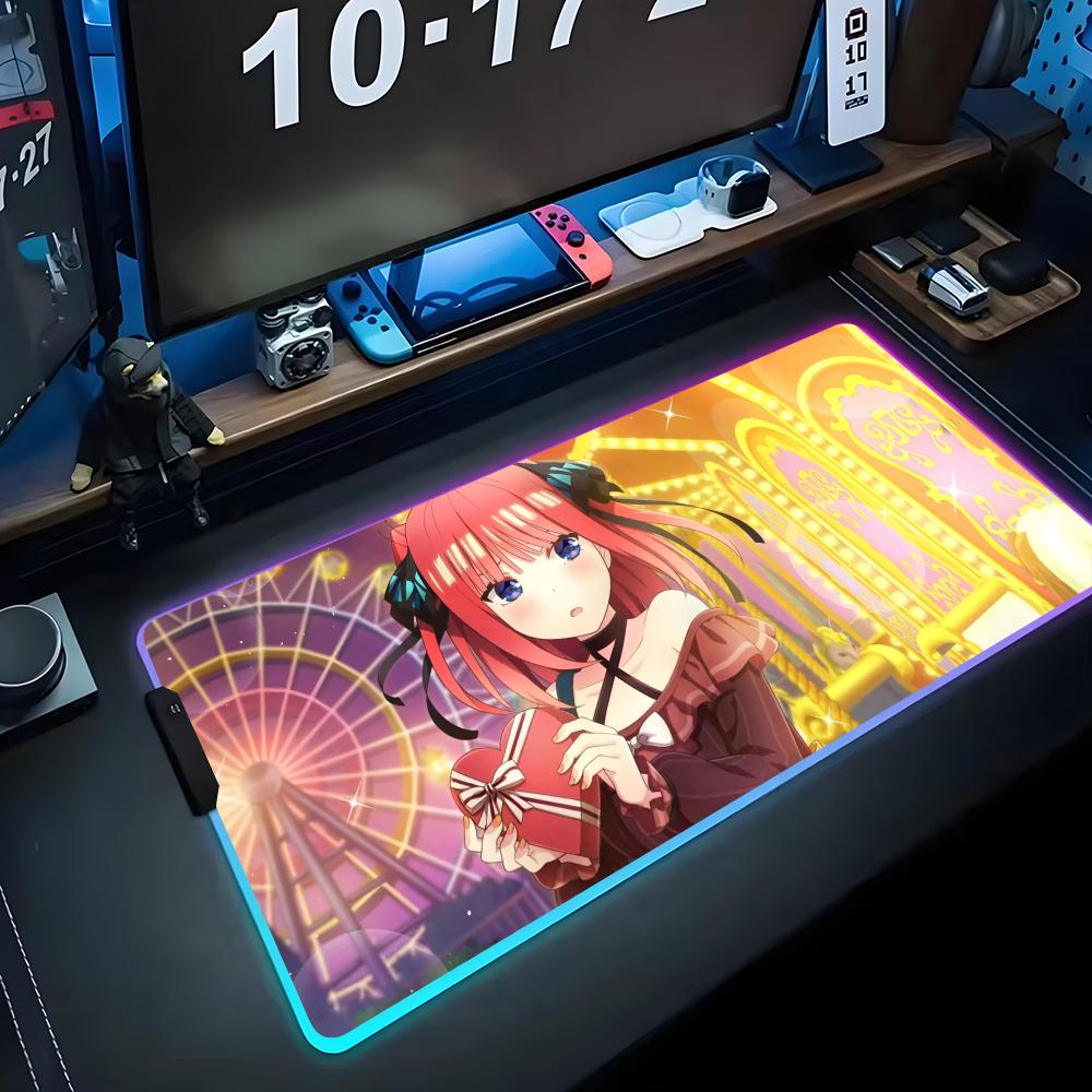 

nakano nino Mouse Pad RGB Gaming Mousepad Big LED Pad PC Desk Mat Luminous Mouse Pad Large Keyboard Mats Table Rug With Backlit RGB600x300x3mm
