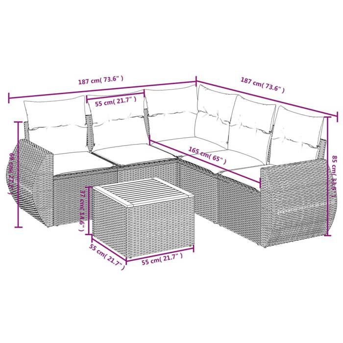 VidaXL Garden Lounge Set with Cushions 6 Pcs, Patio Sofas, Patio Furniture Set, Outdoor Furniture, Beige 3225002