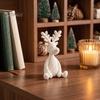 Miniature Deer Figurines for Desktop 3D Printed Minimalist Sculpture, Knit Texture Animal Desk Small Holiday Collectibles Display Ornament, Cute Home