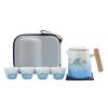 Qianli Jiangshan Ceramic Portable Travel Tea Set Portable Outdoor Express One Pot Four Cups Brewing Teapot Guochao Gifts