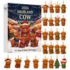 Holiday Hanging Ornaments Highland Cow Christmas Advent Calendar with 24 Acrylic Ornaments, Festive Countdown Box for Tree Decor And Seasonal