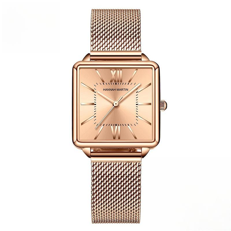 Japan Quartz Movement Green Dial Roman Square Watches Case Fashion Wristwatch Ladies Rose Gold Watches For Women AVE