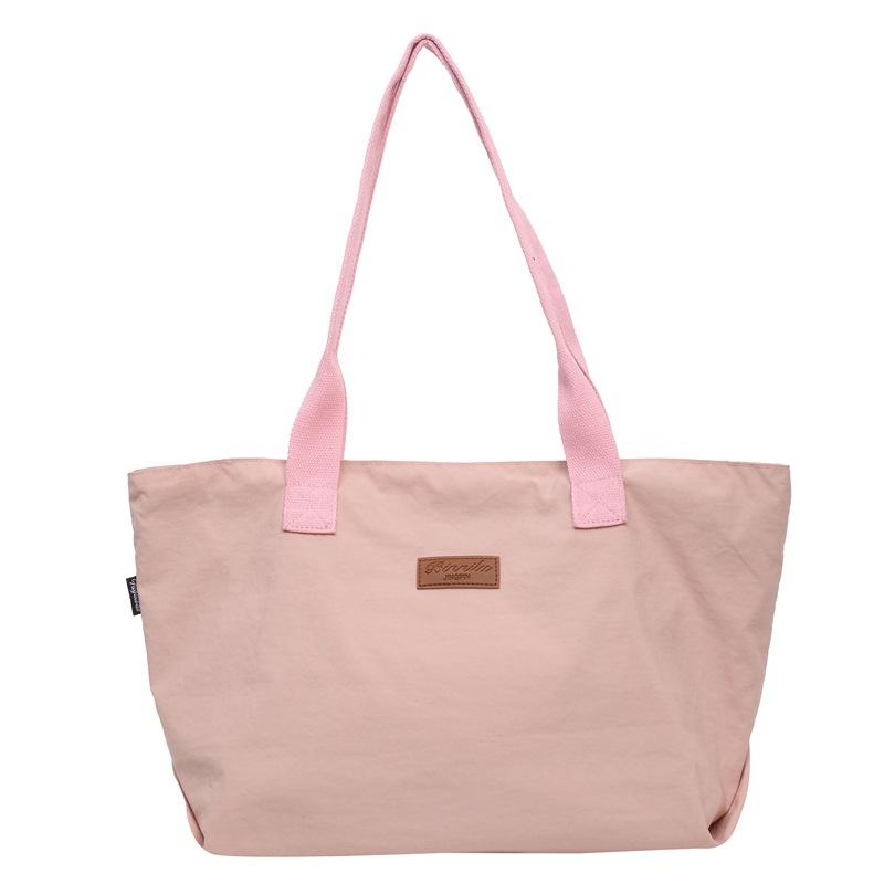 Solid Color Tote Bag Women's Large Capacity Shoulder Bag Student Classes Book Bag