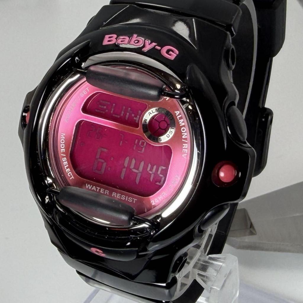 Used Working item CASIO Baby-G BG-169R Casio wristwatch quartz black pink dial ladies