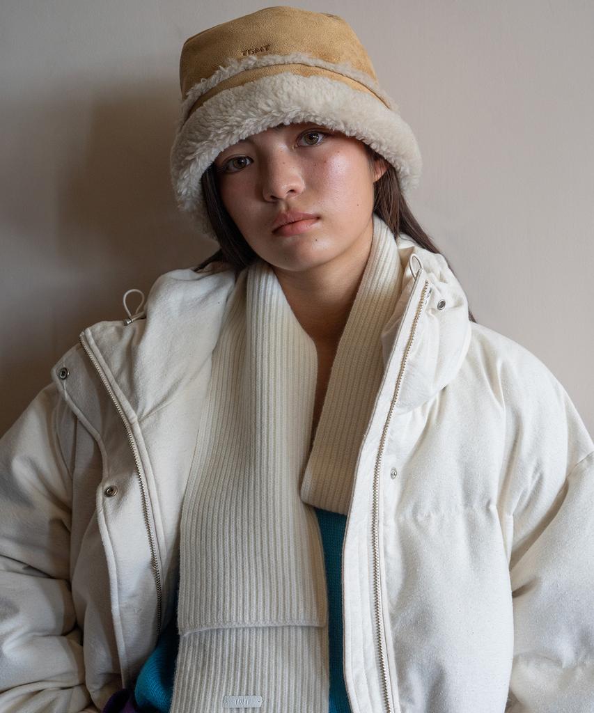 TTUDEMENT Teddy Trim Mustang Hat Beige