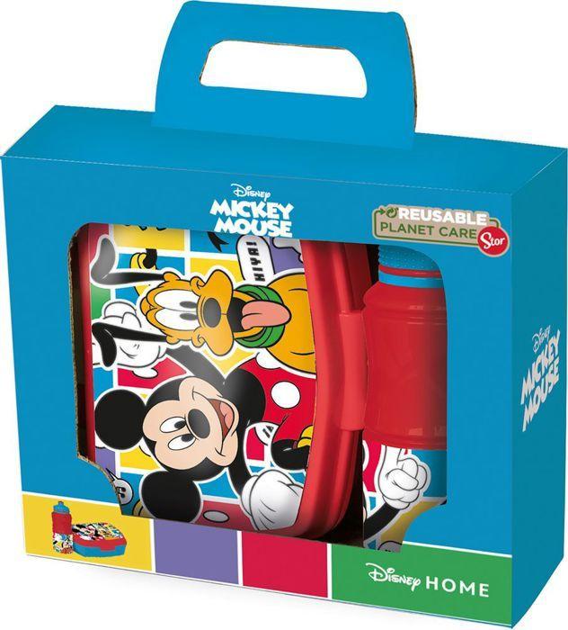 Set De Bouteille Et Boîte À Sandwich - Disney - Mickey Mouse - 380 Ml - Plastique Recyclable - Antidérapant