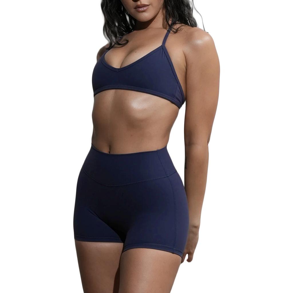 New neck beauty back chest underwear yoga suit fitness sports shorts Pilates quick-drying two-piece set