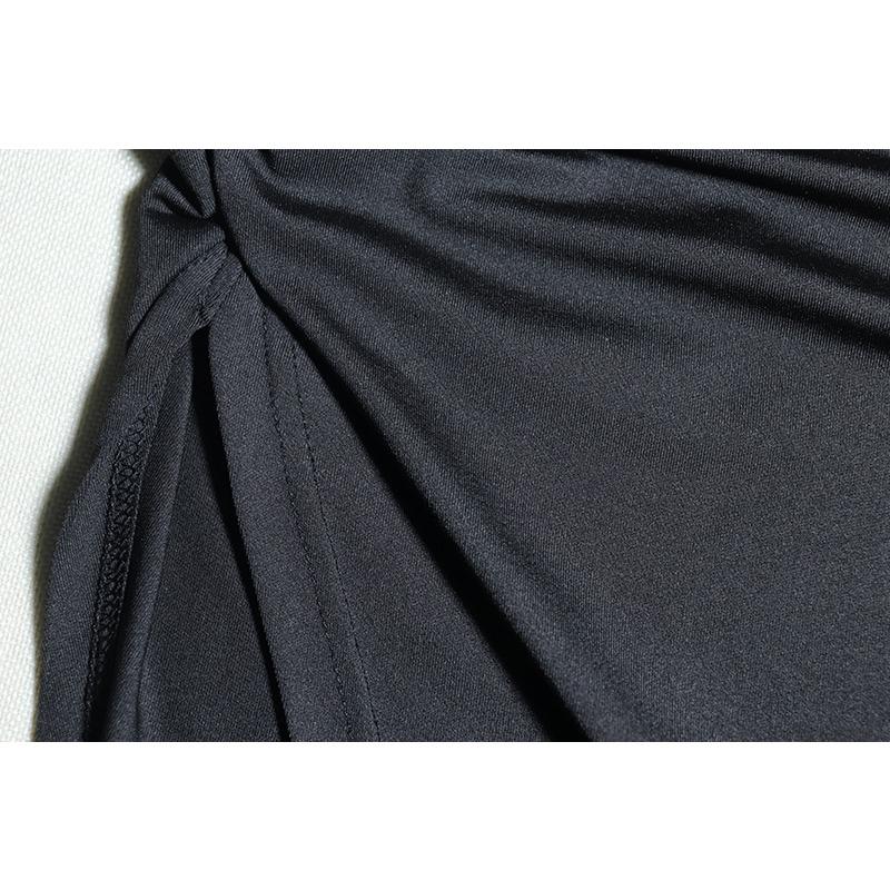 Damen Sexy Diagonaler Halsausschnitt Kleid Spleißen Kurzarm Plissee Kleid Kopf Mittelteil Taille Unregelmäßiges Kleid