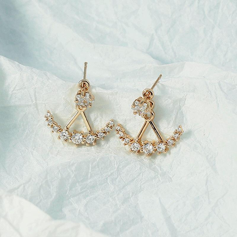 Arc Rear Hanging Earrings, High-end Niche Design, Female Versatile and Exquisite Female Stud Earrings