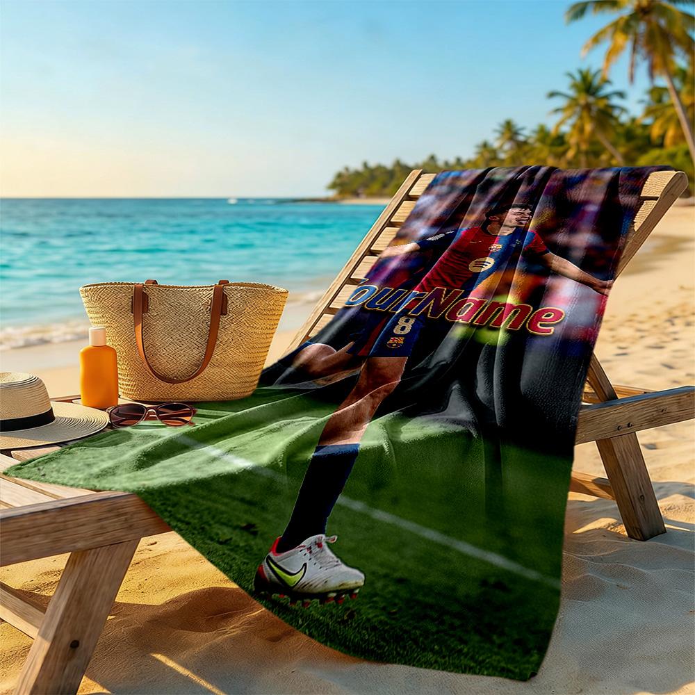 Futbol Club Barcelona Personalized Name Beach Towel Super Soft & Absorbent Suitable for Sports Travel Swimming Yoga Bathroom Beach And Pool