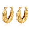 European and American Gold Combination Set Stainless Steel Earrings, Simple Trend Women's Geometric Retro Titanium Steel Earrings