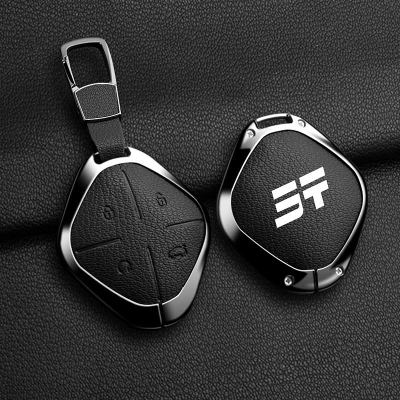 For Chery Jetour Dashing X-1 Plus Dtc Zinc Alloy Leather Car Key Case Cover 4 Buttons Key Protection Shell Auto Accessories
