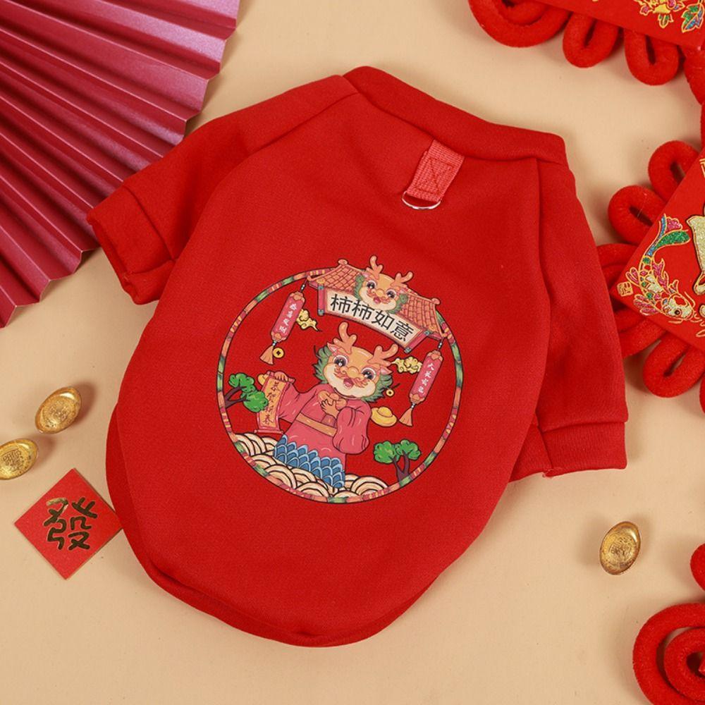 Polyester Dragon Cats Coat Chinese Style Puppy Sweatshirt  Spring Festival