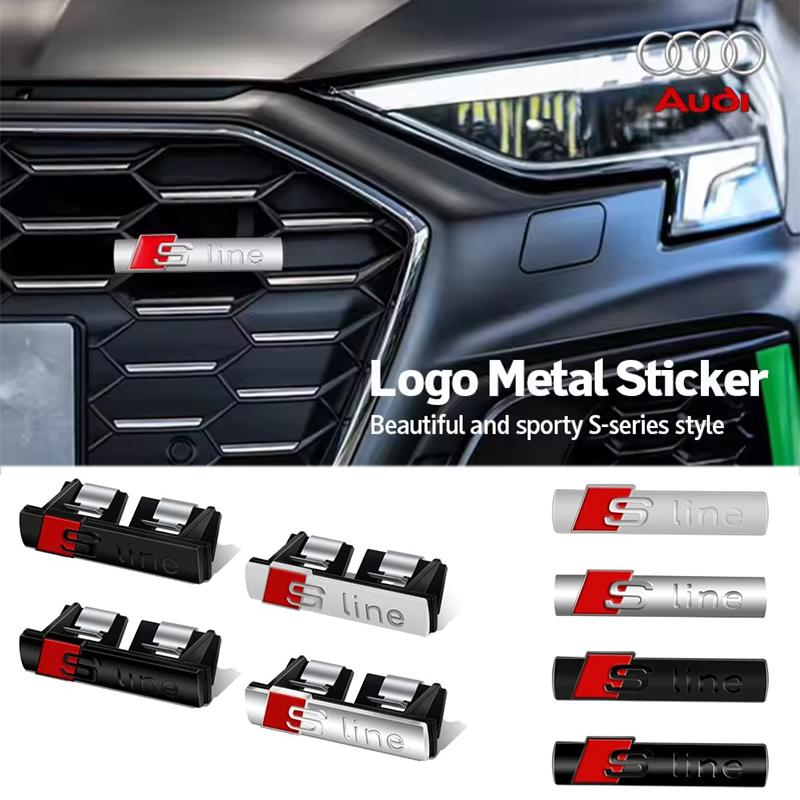 2026 Hot 1Pcs 3D S Line Logo Car Front Grille Badge Stickers Auto ABS Emblem For qaz1 A6 A3 A4 A5 A6 Q2L Q3 Q5 Q7 Q8 R8 S8 S7 RS5 RS8 RS6