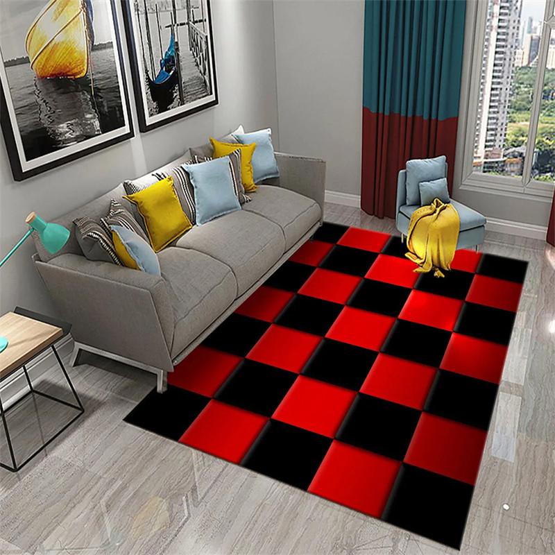 Color Checkerboard Plaid Carpet Geometric Plaid Floor Mats for Bedside Dorm Closet Dining Room Decor Soft Non-Slip Area Rugs