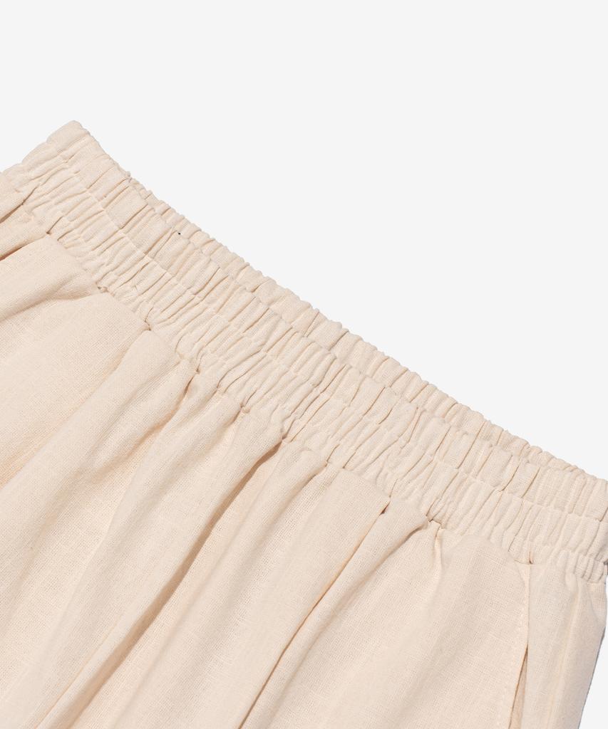 CARGOBROS Linen-Like Pintuck Wide Pants (Beige)
