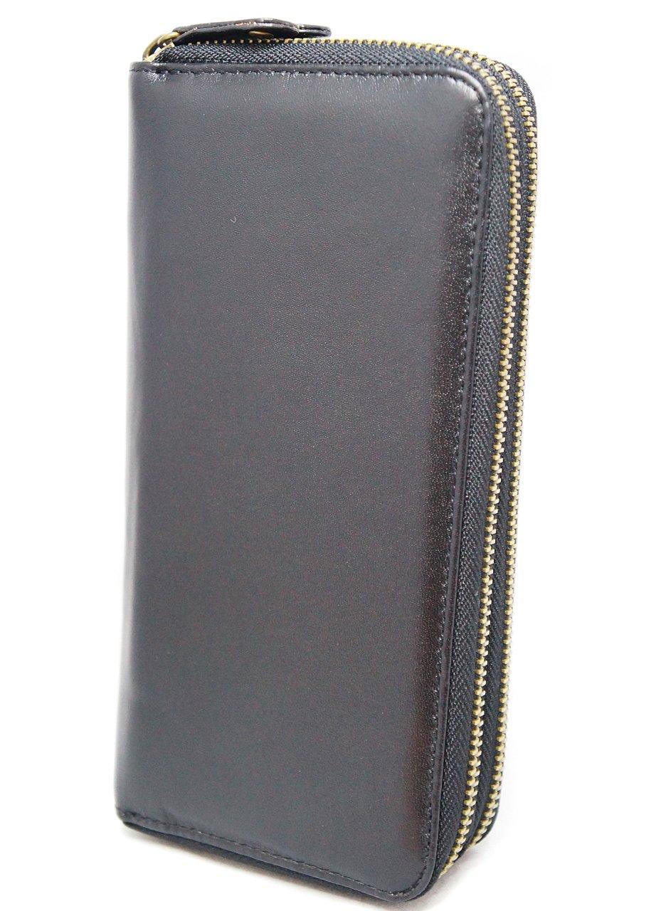 

Black1 Sheepskin Wallet for Men and Women, Genuine Leather, Double Zipper, Round Zipper, Coin Purse, Card Holder, Large Capacity, Lightweight, Slim,