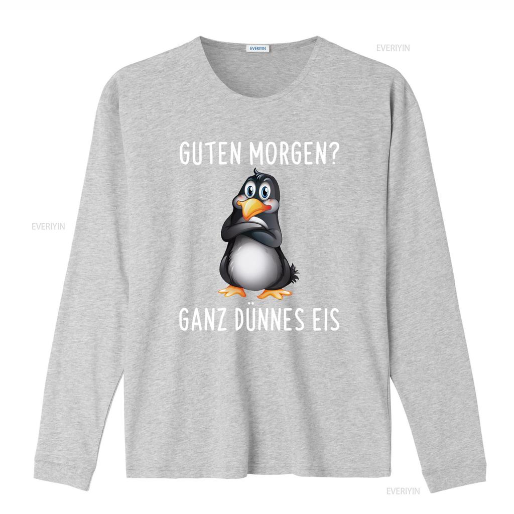 Good Morning Guten Morgen Funny Grouch Penguin T Shirt with Ganz Dunnes Eis Print vintage Washed Unisex Versatile Casual