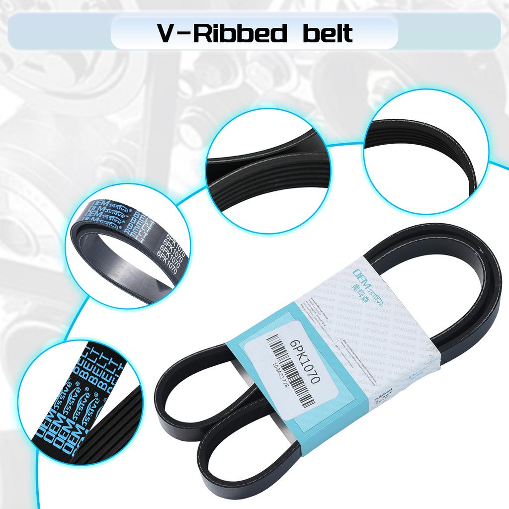 6PK1070 Generator Belt Air Conditioner 6 Rib Multi V Drive Belts Ribbed V Belt For VW Golf Passat Polo Scirocco Sharan Tiguan