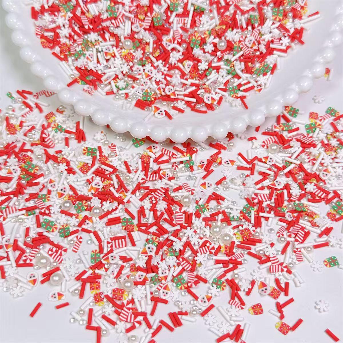 

DIY Christmas Snowman & Santa Claus Polymer Clay Slices for Slime & Squishy Filler 10g