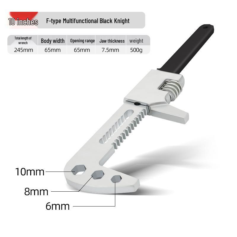 Large Opening Adjustable F-Type Multi-Function Right Angle Pipe Wrench Tool