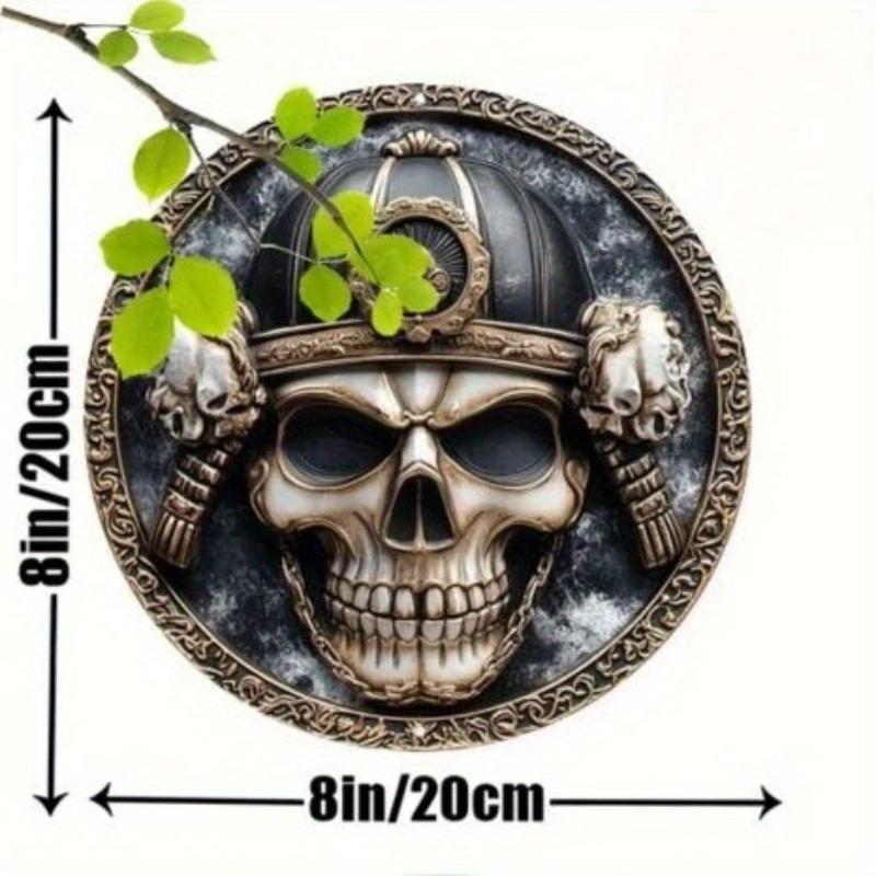 2d Flat 20*20cm, Vintage Samurai Skull Helmet Decorative Wooden Sign, Wall Hanging Multipurpose Wooden Plaque, Home, Bedroom, Bar, Party Decor