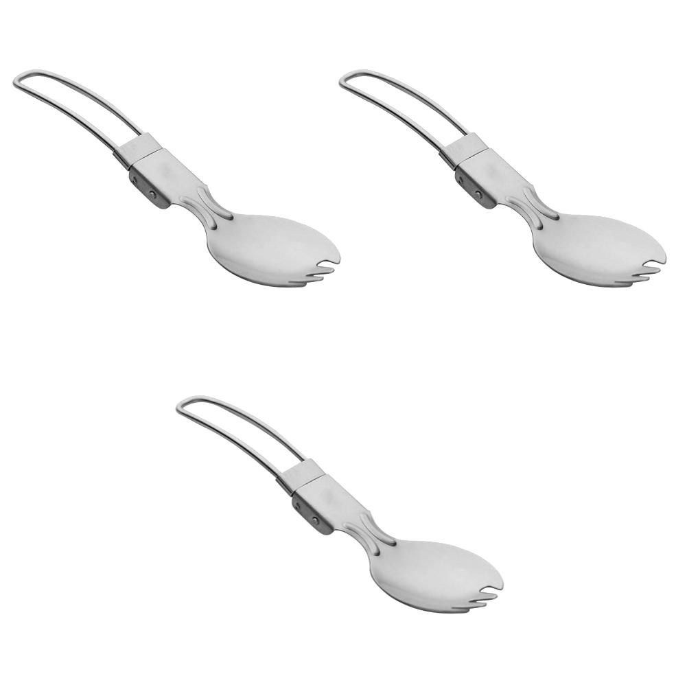 1-4PCS Camping Folding Cutlery Titanium Spoon Spork Outdoor Tableware Ultralight Camping Cookware Hiking Travel Flatware Spork
