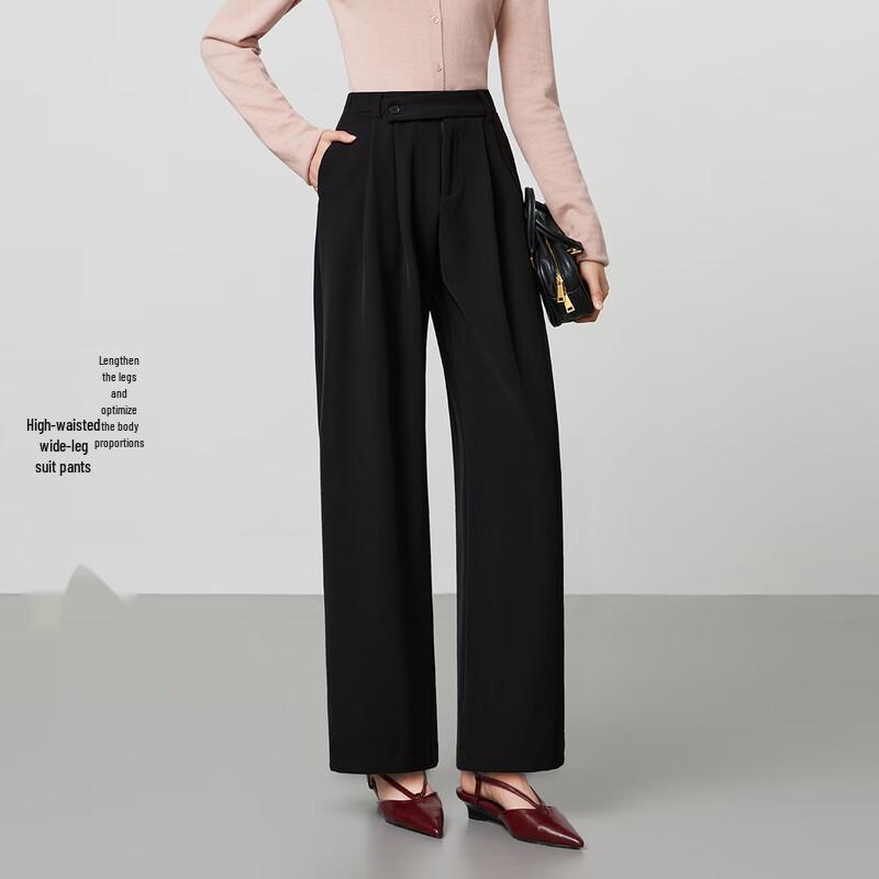 

FivePlus Women s Casual Straight-Leg Pleated Suit Pants M