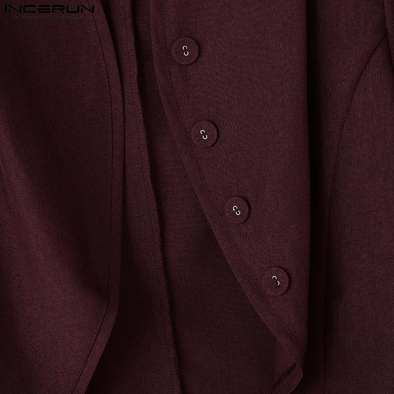 INCERUN Men Long Sleeve Short Blazer Thin Coats Irregular Cropped Tops