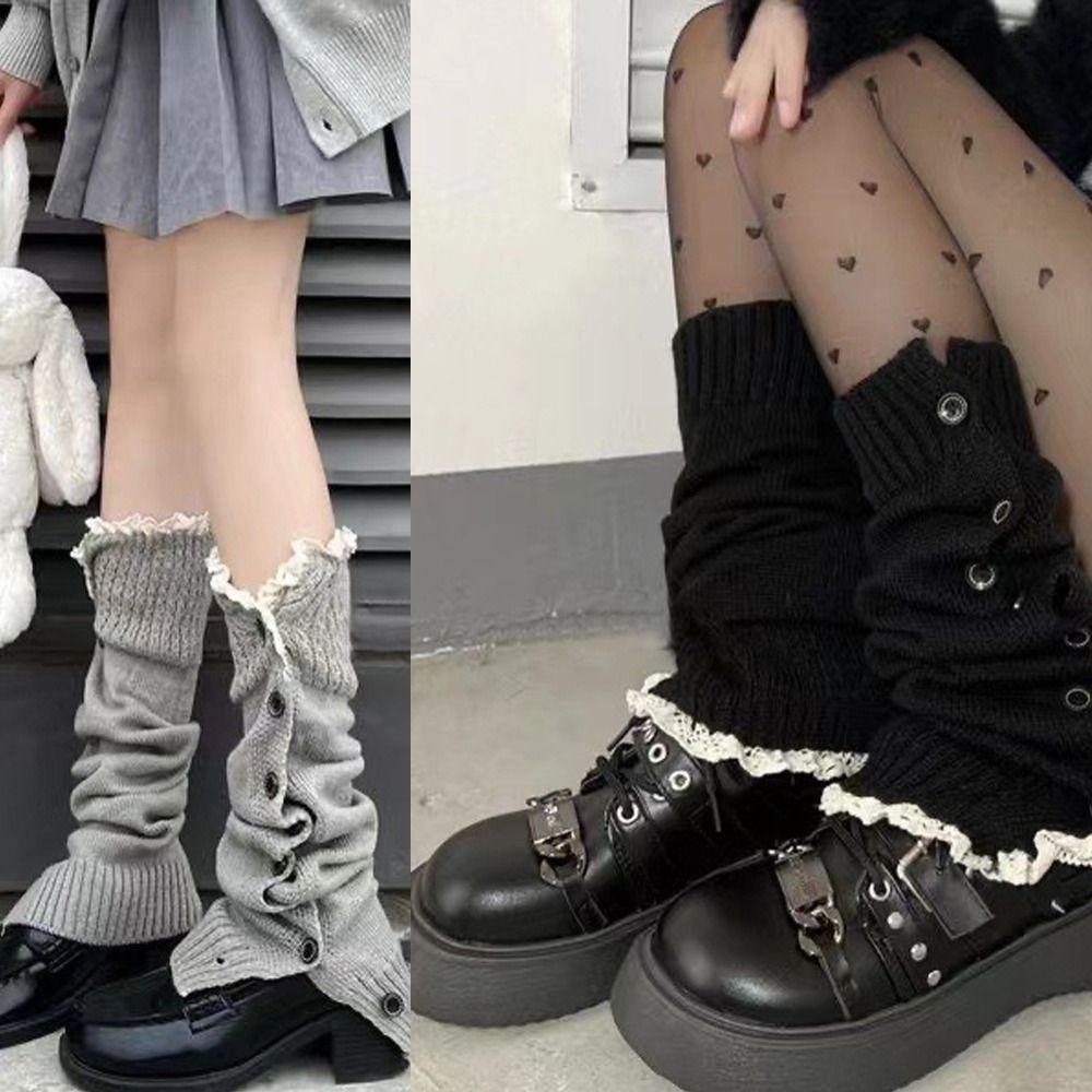 

Fiber Knitting Leg Warmer Socks Y2K knitted JK socks New Ankle Warmer сірий