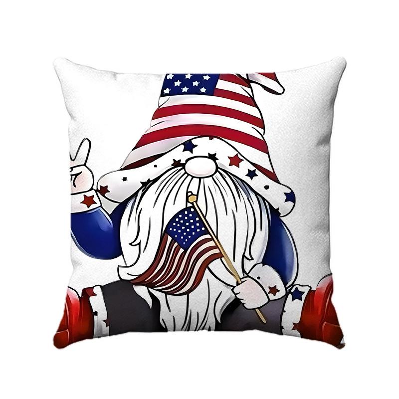 Independence Day Stars And Stripes Digital Printing Short Plush Pillow Covers For Car Sofa Office Cushion Cover Home Goods