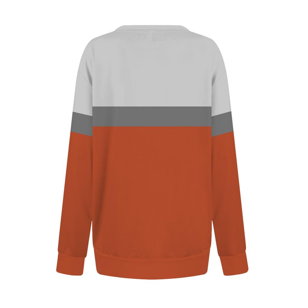 Damen Rundhalsausschnitt Lässig Langarm Mit Tasche Patchwork Mode Pullover Top