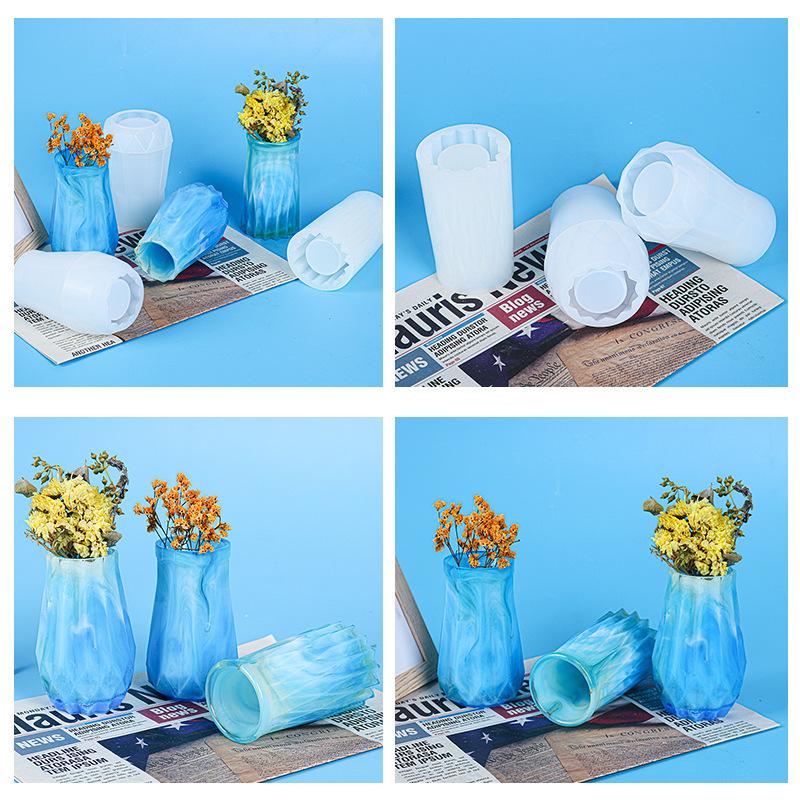3D Vase Silicone Mold Mirror Epoxy Mold Resin Silicone Flower Geometric Vase Making Home Decor DIY Handmade Handicraft for Gifts