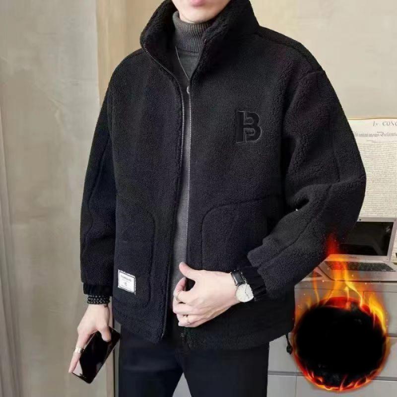 Men's Fleece-Lined and Thickened Cotton Coat Fall Winter Trendy Overcoat Loose Fitting Hooded Warm Weather Jacket