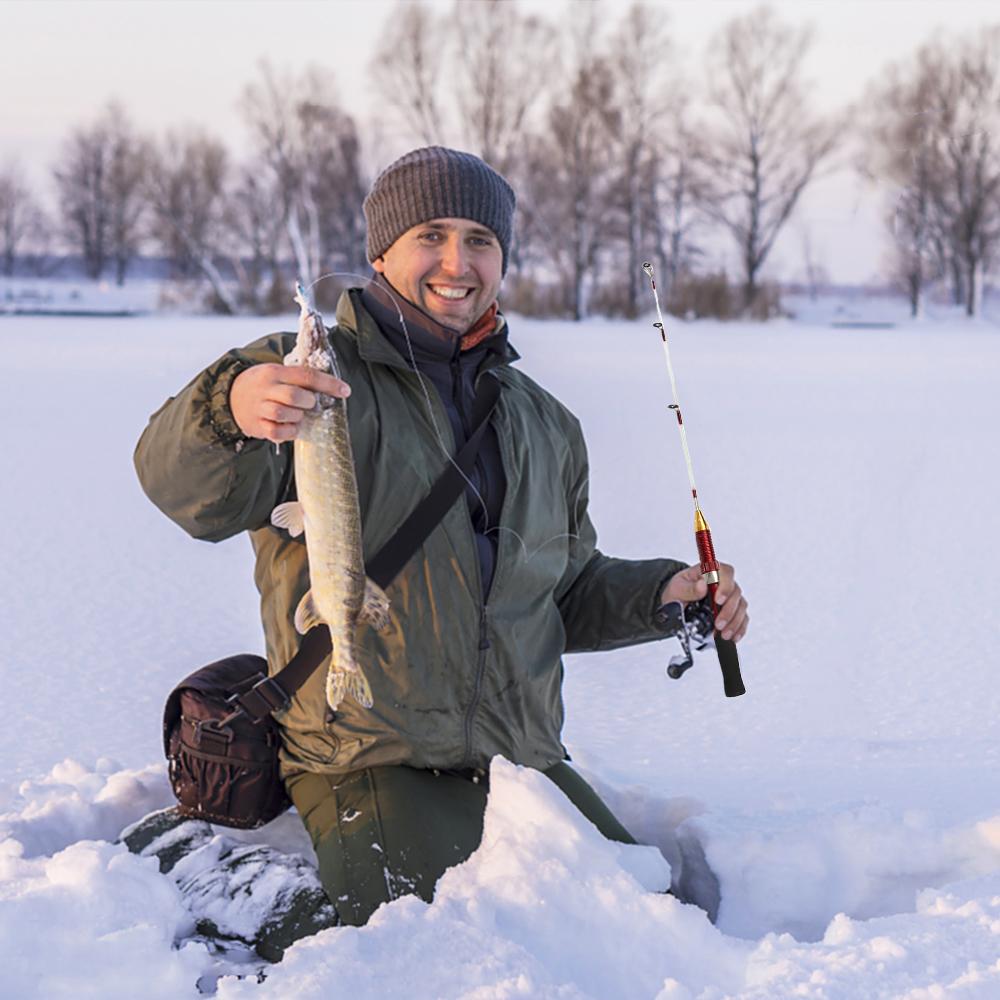 2 piece Fishing Rod Combo Spinning Fishing Soft Handle Ice Winter Fishing Rod Carbon Fiber Mini Fishing Rod Tackle
